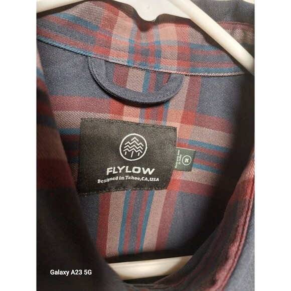 Flylow Brigette Tech Flannel Shirt Womens Medium Plaid Pearl Snap Long Sleeve - Picture 4 of 7